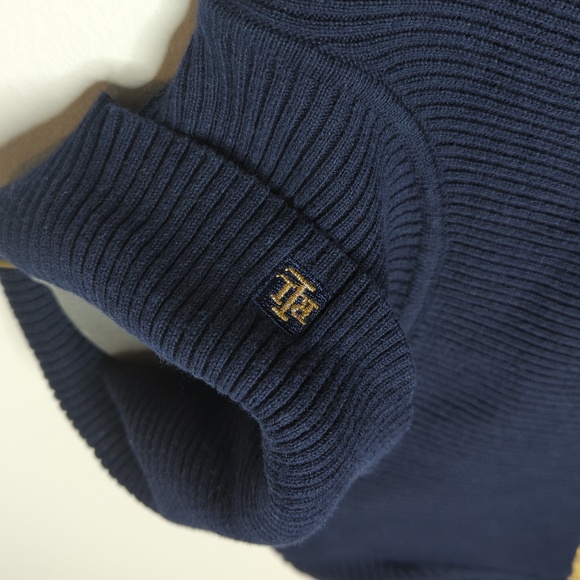 Ralph Lauren sweater gold & blue striped turtleneck size XL - Picture 3 of 16